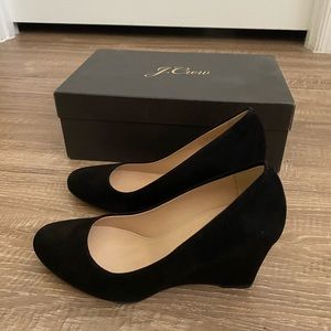 J Crew Martina Suede Wedges in Black US 6